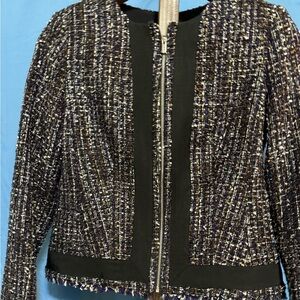 Calvin Klein Women's Tweed Blazer - Black and White